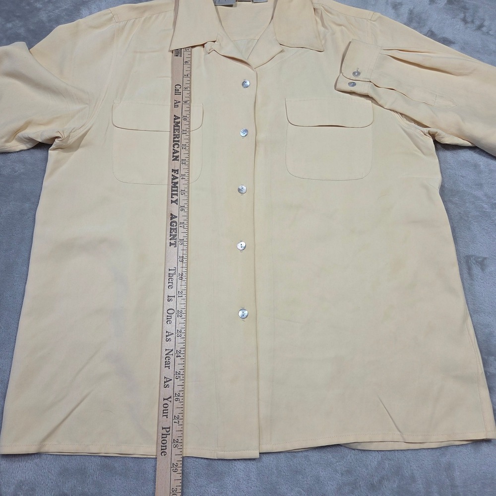 Jacqueline Ferrar Women L Shirt 100% Silk‎ Button Up Camp Collar Retro Chic Twee - Picture 4 of 9